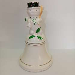Vintage Ceramic Snowman Bell Christmas Decor Figurine Collectible Made In Taiwan