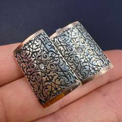 Vintage Ukrainian Jewelry 925 Silver & 9K Gold Stud Earrings Clip On Floral NOS