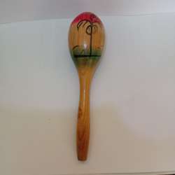 Vintage Hand Painted Wooden Maraca Latin Percussion Shaker Folk Music Instrument
