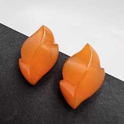 70s Earrings Stud Vintage USSR Amber Gilded Beautiful Girls Women's