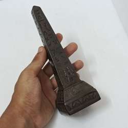 Ancient Egyptian Obelisk Replica – Hieroglyph Decor – Antique Black Sculpture