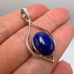 Vintage Women's Jewelry Pendant Sterling Silver 925 Lapis Lazuli Gemstone Signed