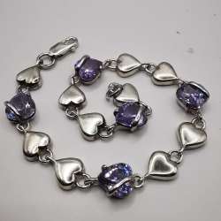 Vintage Beautiful Bracelet Jewelry,925 Sterling Silver,Handmade, Amethyst 13,61g