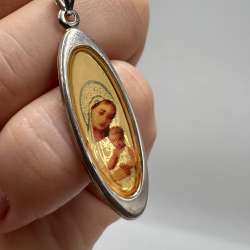 Vintage Ukraine Pendant Icon Sterling Silver 925 Enamel Jewelry Beautiful 1.44gr