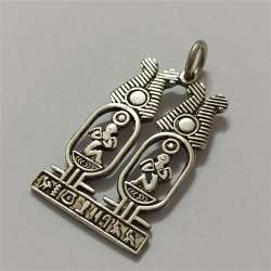 Sterling silver 925 pharaoh cartouche pendant with ancient Egyptian hieroglyphs