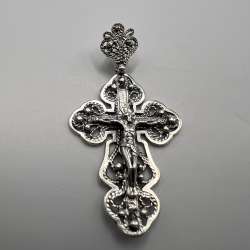 Vintage Cross Pendant Icon Sterling Silver 925 Jewelry Women's Men's Filigree 4g