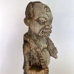 Vintage Hand-Carved African Tribal Man Wood Statue Decor Ethnic Figure Rustic
