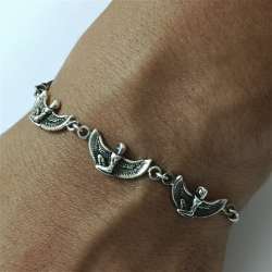 925 silver Egyptian Isis winged bracelet, vintage style, handcrafted jewelry