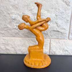 Vintage Israeli Pottery Acrobat Sculpture Handmade Ceramic Figurine Terracotta