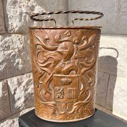 Huge Antique Copper Umbrella Stand Handcrafted Knight Medusa Gorgon Home Decor