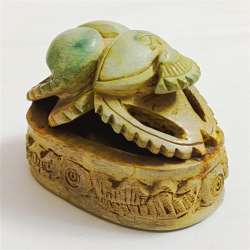 Hand-carved Egyptian scarab figurine, antique stone art, unique collectible