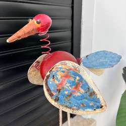 Primitiv Vintage Metal Bird Sculpture Rustic Garden Yard Art Folk Outdoor Decor