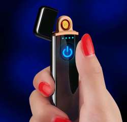 USB Rechargeable Touch-Sensing Cigarette Lighter – Windproof Zinc Alloy Gift