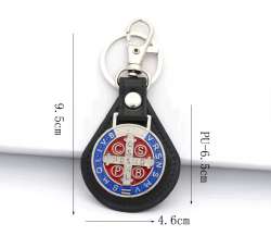 PU Leather St. Benedict Religious Keychain for Men and Women Catholic Baptism Gi
