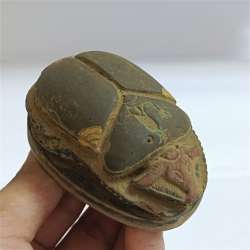 Ancient Egyptian scarab, Pharaonic style with authentic hieroglyphic base.