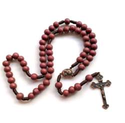 Natural Wood Cross Rosary Pendant Necklaces Catholic Jesus Bead Necklaces for Me