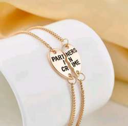 4 Best Friends Forever Partners In Crime Valentine Split Heart Pendant Bracelets