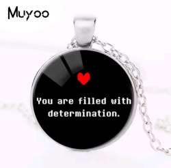 Undertale necklace with colorful heart glass pendant, fashion chain jewelry for