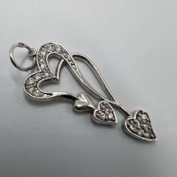 Vintage Pendant Icon Necklace Jewelry Sterling Silver 925 Beautiful Heart 2.44gr