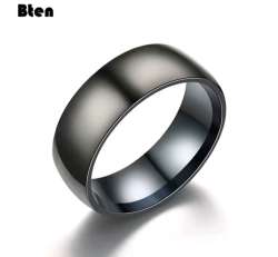 5 Bten Fashion Men's 8mm Black 100% Titanium Ring Matte Finished Classic Engagem