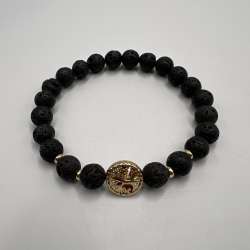 Handmade bracelets made of natural black boccan stones vintage accessories gold