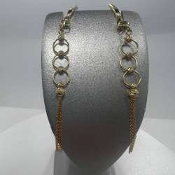 14K Solid Gold Dangle Earrings Long Chain Tassel Design Italy Elegant Gift 3.8g