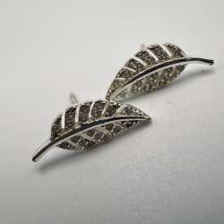 925-Sterling-Silver-Leaf-Stud-Earrings-Jewelry-with-Zircon-138g-Elegant-Gift