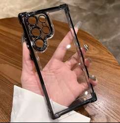 Luxury clear shockproof Samsung case with soft cover and full lens protection