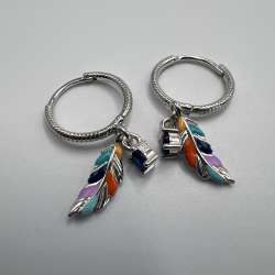 925-Sterling-Silver-Feather-Stud-Earrings-Multi-Colors-Fashion-Jewelry-Gift