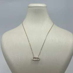 New 14K Gold Oval Pendant Necklace with Center Stone Italy Gift for Her 1.5g