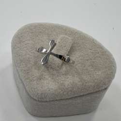 New 14K Solid White Gold Ring Italy  Polished Cross Design 1.4g Size 6.25g