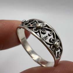 Vintage-Sterling-Silver-925-Wide-Band-Ring-Floral-Engraved-233g-Size-10