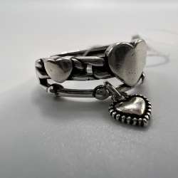 Vintage-Sterling-Silver-925-Ring-Heart-Design-373g-Size-7-Womens-Jewelry