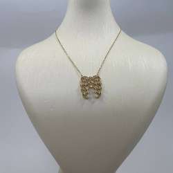 New 14K Solid Gold Italian Necklace  Angel Wing Pendant with Zircon 2.4g 22.5 cm