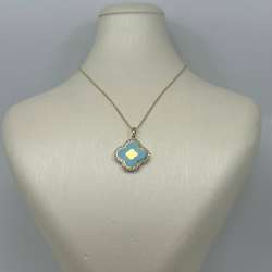 New Elegant 14K Solid Gold Necklace – Italian Double Heart Pendant with CZ 2.9g
