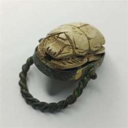 Vintage Egyptian scarab ring, antique style, handmade charm, aged patina