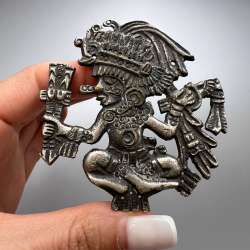 Vintage Tribal Warrior Plaque Overlay Relief South American Metal Handcrafted
