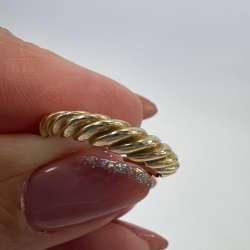 New Elegant 14K Solid Gold Rope Twist Ring – Italian Made, 1.5g, Size 6