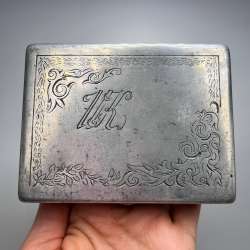 1956 Vintage Soviet USSR Aluminum Cigarette Case Box Hunting Setter Dog Marked