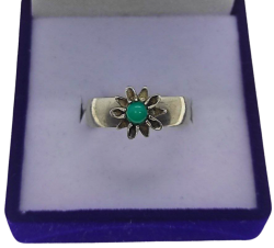 Antique Soviet 84 Silver Ring with Chrysoprase Vintage Women’s Jewelry 10.75 us