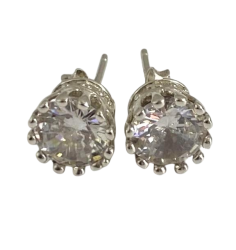 Vintage Sterling Silver 925 Earrings with Cubic Zirconia – Women’s Jewelry 2.26g