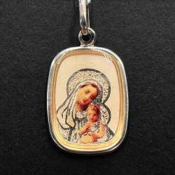 Vintage Sterling Silver 925 Orthodox Icon Pendant Virgin Mary Jesus Marked & Tag