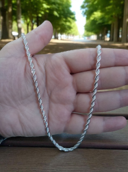 925 Sterling Silver Braided Chain Necklace Vintage Boho Unisex Jewelry Gift 56cm
