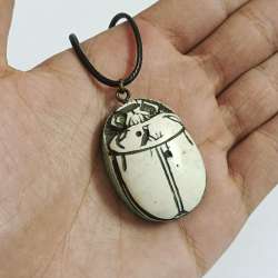 Egyptian scarab pendant necklace – handmade, vintage, eye-catching design