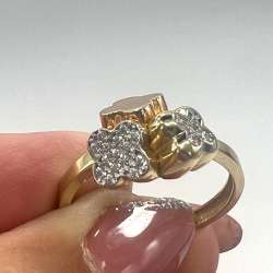 14K Yellow & Rose Gold Ring with Sparkling Zircon – Elegant & Timeless