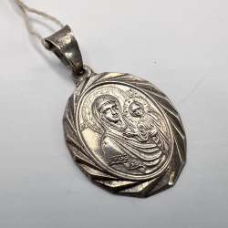 Used Pendant Mother of God Icon Sterling Silver 925 Jewelry Religious 1gr