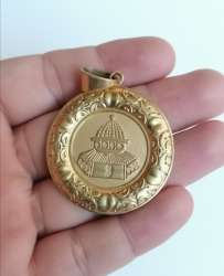 Vintage Gold Plated Religious Pendant Sacred Dome Necklace Charm