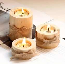 rustic wooden candle holder