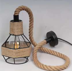 Industrial Rustic Lamp with Jute Rope