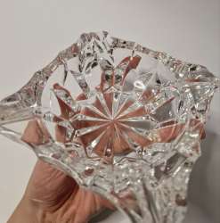Vintage Crystal Square Star Modern Ashtray